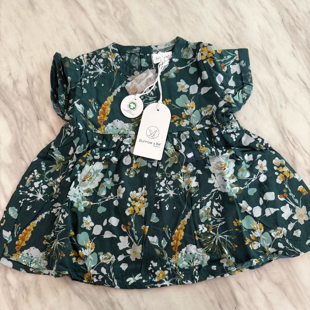 NWT Organic Cotton Green Floral Dress